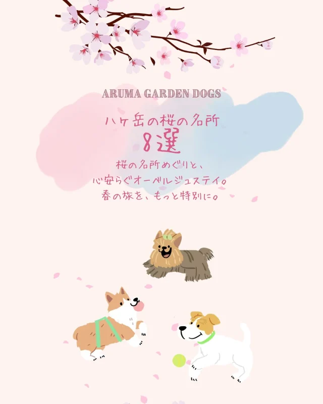 .
【桜前線】

______________________________

LUXURY HOLIDAY
WITH DOGS

-愛犬と過ごす贅沢な休日-

🐕🐕🐕

アルマガーデンドッグスは
八ヶ岳にひっそりと佇む

コテージとログハウスの全2棟で、それぞれ1日1組限定

代官山、渋谷のレストランで修業したオーナーシェフがフレンチのコースをご提供
わんちゃんもご一緒に

-日常を忘れて愛犬との贅沢な時間をお過ごしください-

🐕🍽️🏡 @arumagardendogs

＝＝＝＝＝＝＝＝＝＝＝＝＝＝＝＝

【ご予約はこちらから✍️】

💻▽オフィシャルサイト予約フォーム
プロフィールにリンクしているホームページからどうぞ🏷️

【お問い合わせなどはお気軽に🐕】

📞0551-45-7679

＝＝＝＝＝＝＝＝＝＝＝＝＝＝＝＝

ARUMA GARDEN DOGS
-アルマガーデンドッグス-

【住所】
📍山梨県北杜市大泉町西井出8240-6520

【電話番号】
📞0551-45-7679

______________________________

#アルマガーデンドッグス #ペットと泊まれる宿 #愛犬と泊まれる宿 
#ワンコとお出かけ #わんことお出かけ 
#天然芝 #専用ドッグラン #ドッグラン完備 #プライベートドッグラン
#1日1組 #プライベートコテージ  #ラグジュアリーホテル #ログハウス #コテージ #ホテル 
#アフタヌーンティー #北杜市ランチ #オーベルジュ
#フランス料理 #八ヶ岳フレンチレストラン #オーベルジュ #北杜市フレンチ
#ガーデン #バラ好きな人と繋がりたい
#八ヶ岳 #北杜市 #山梨県